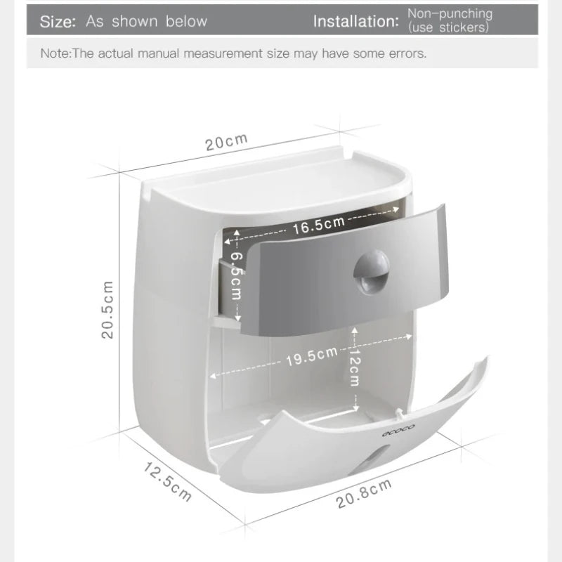 Wall-Mount Waterproof Toilet Paper Holder